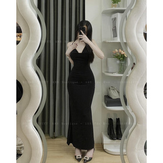 Đầm yếm maxi cổ đổ sang trọng d271