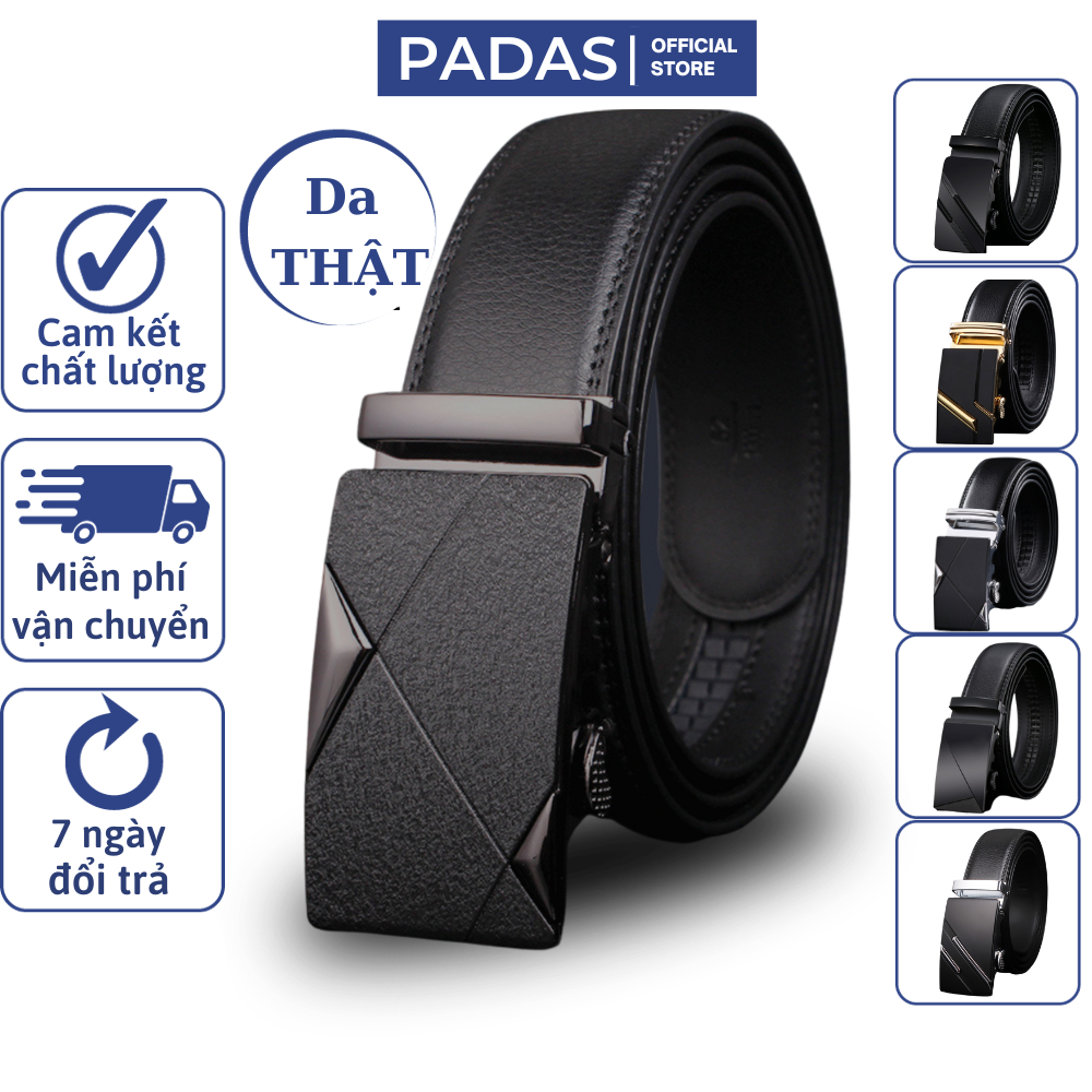 Thắt lưng nam dây nịt nam cao cấp dây lưng da bò thật 2 lớp khoá tự động quà tặng nam Padas Menswear TL103