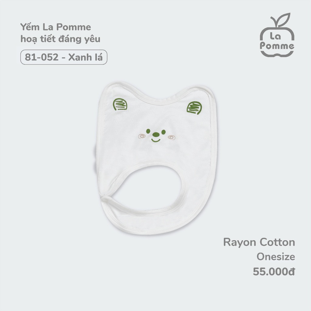 La Pomme -Yếm La Pomme hoạ tiết đáng yêu - Hồng, Xanh Lá, Xanh biển NB