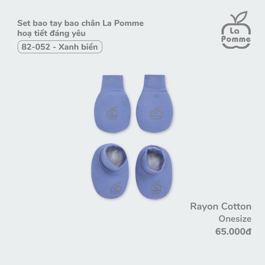 La Pomme - Set bao tay bao chân La Pomme hoạ tiết đáng yêu - Hồng, Xanh Lá, Xanh biển NB