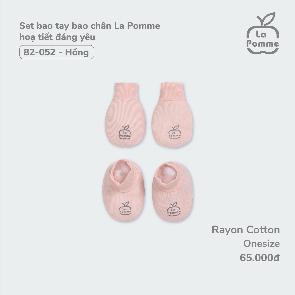 La Pomme - Set bao tay bao chân La Pomme hoạ tiết đáng yêu - Hồng, Xanh Lá, Xanh biển NB