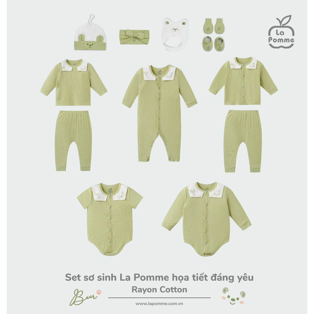 La Pomme - Băng đô La Pomme họa tiết đáng yêu - Hồng, Xanh Lá NB