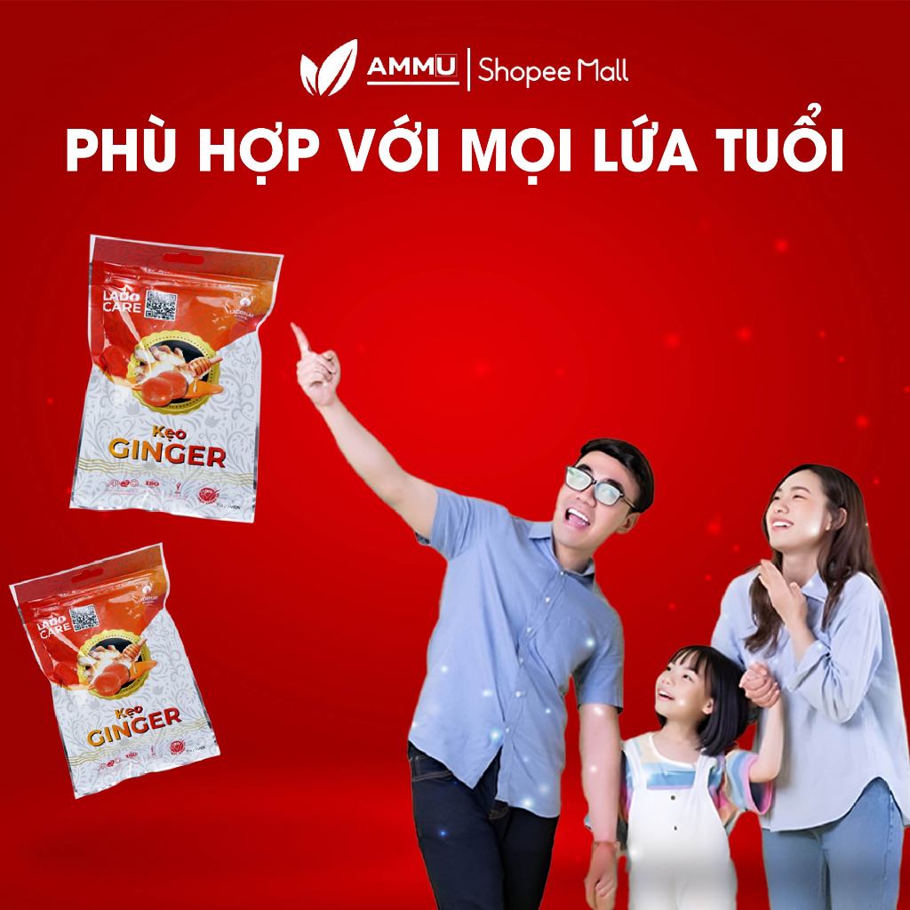 Kẹo gừng ginger LADOPHAR hộp 250 viên hỗ trợ giảm ho ngừa viêm họng chính hãng