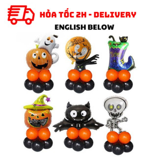 Bộ Bong Bóng Trang Trí Halloween Màu Cam Đen BBHL69
