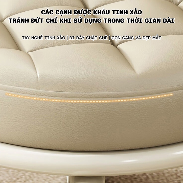 Ghế đôn sofa tròn, ghế bọc da cao cấp phù hợp ngồi bàn trà, bàn sofa phòng khách- GV18