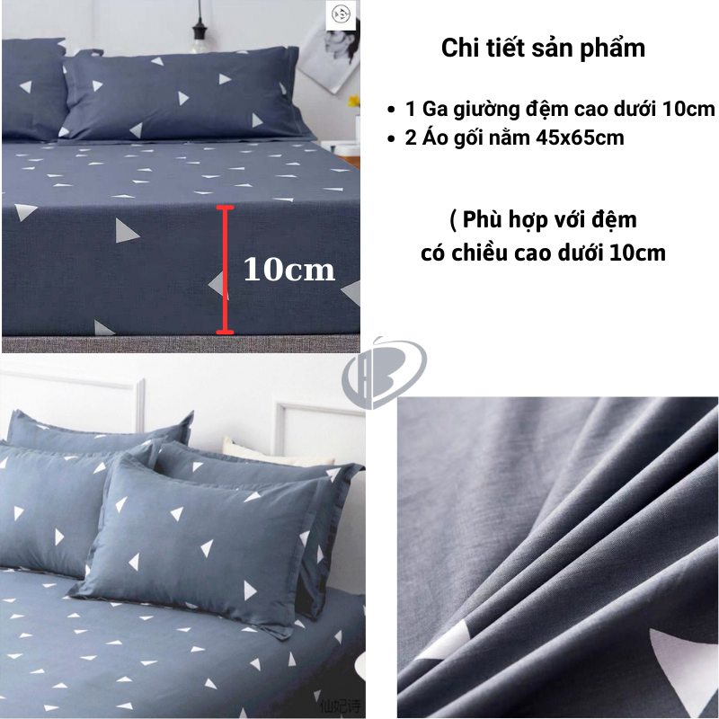 Bộ Ga Trải Giường Bo Chun và 2 vỏ gối cotton poly cao cấp hàng tại xưởng mẫu mã đa dạng được chọn mẫu-