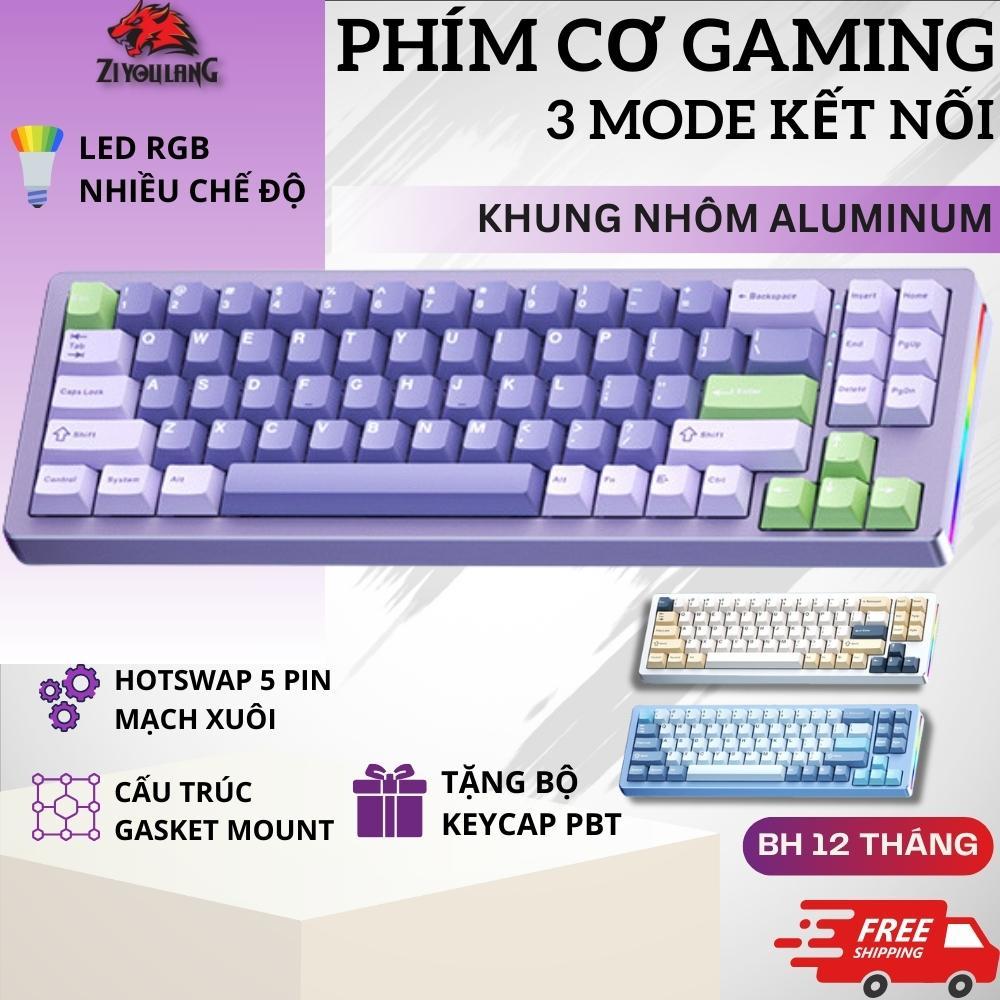 Bàn Phím Cơ Bluetooth Không Dây Cao Cấp ZiyouLang M71 LED RGB Pro Khung Đúc Nhôm, Hotswap 5 Pin, Lót Foam