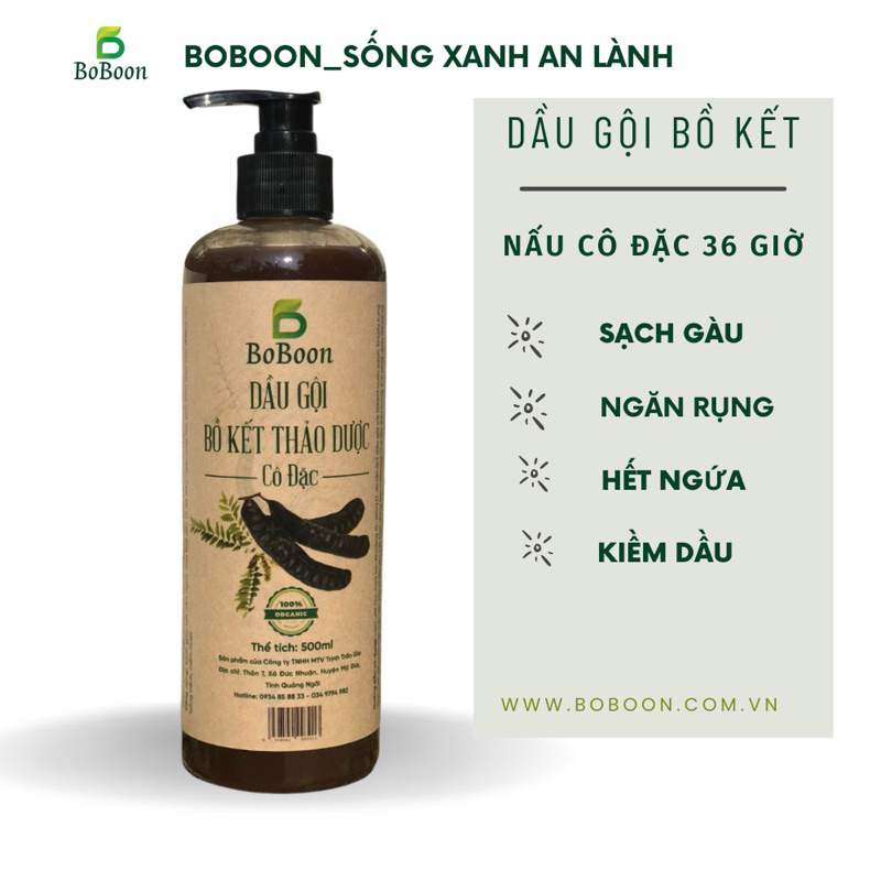 Dầu Gội Bồ Kết Cô Đặc Thảo Dược Mọc Tóc Sạch Gầu Đen Tóc BoBoon