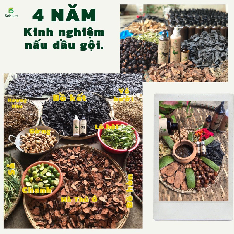 Dầu Gội Bồ Kết Cô Đặc Thảo Dược Mọc Tóc Sạch Gầu Đen Tóc BoBoon
