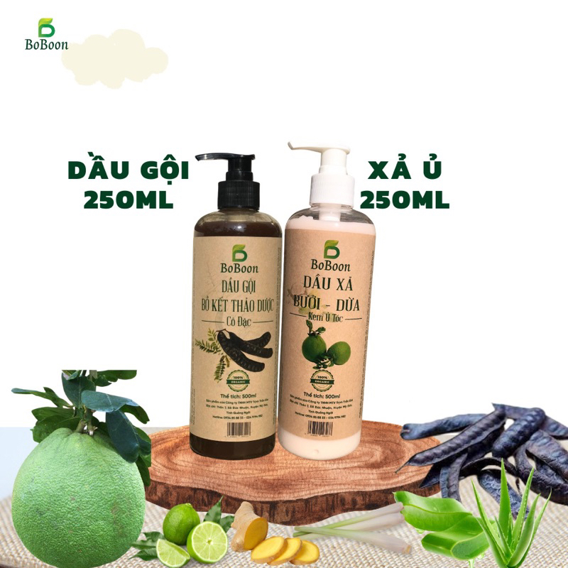 Dầu Gội Bồ Kết Cô Đặc Thảo Dược Mọc Tóc Sạch Gầu Đen Tóc BoBoon