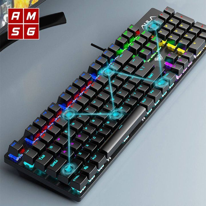 Bàn Phím Cơ, Bàn Phím Cơ Gaming BlueSwitch AULA LED Chính Hãng