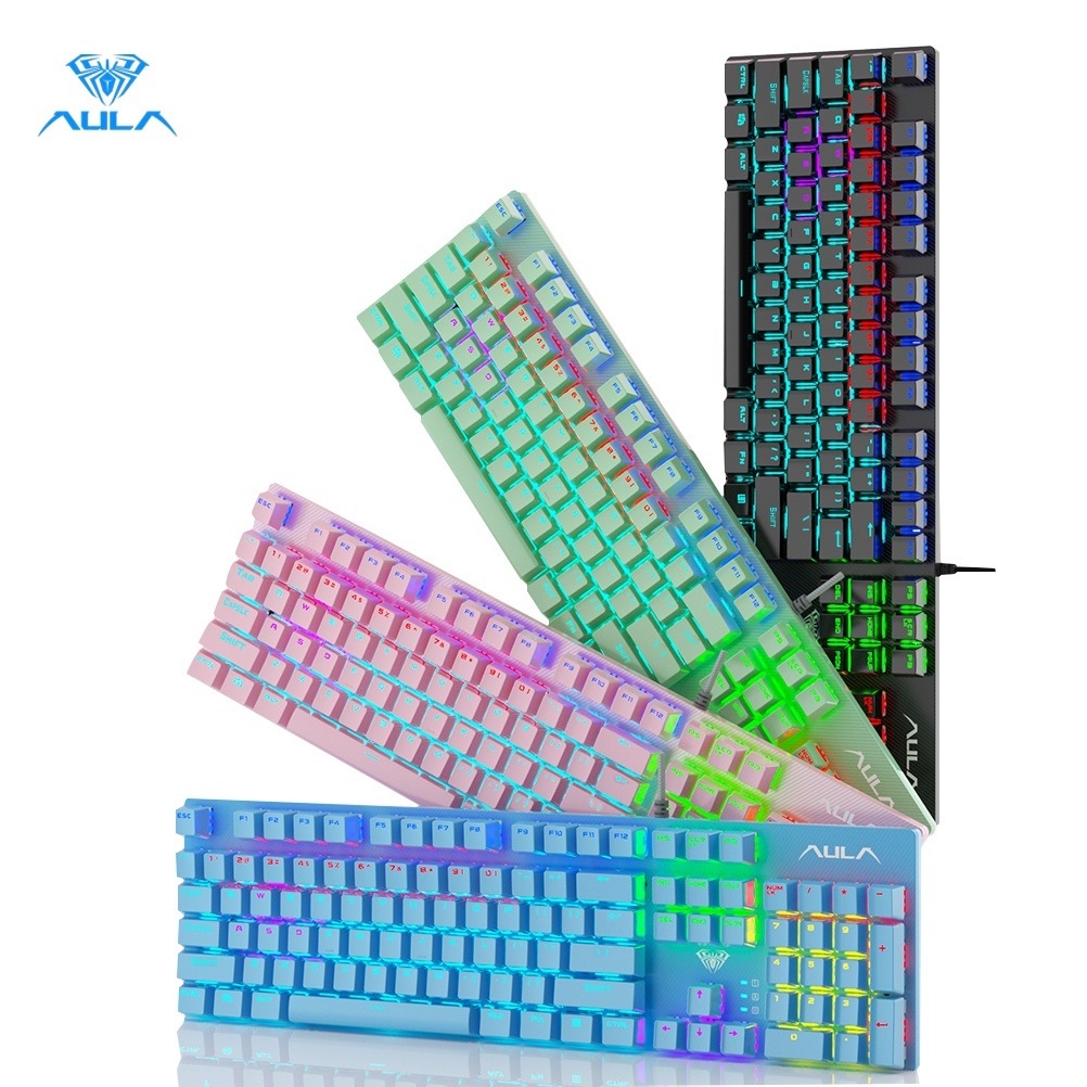 Bàn Phím Cơ, Bàn Phím Cơ Gaming BlueSwitch AULA LED Chính Hãng