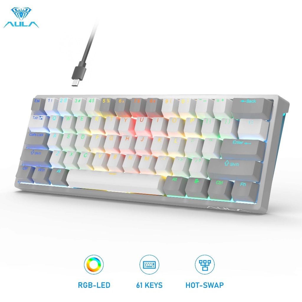 Bàn Phím Cơ, Bàn Phím Cơ Gaming BlueSwitch AULA LED Chính Hãng