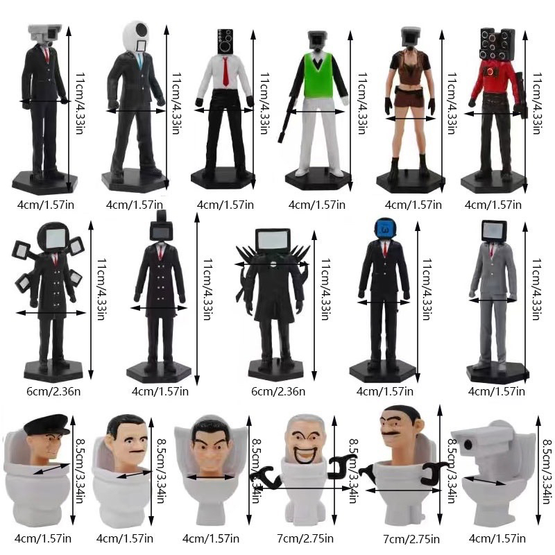 Bộ Đồ Chơi Mô Hình Nhân Vật SKIBIDI TOILET 7-15cm