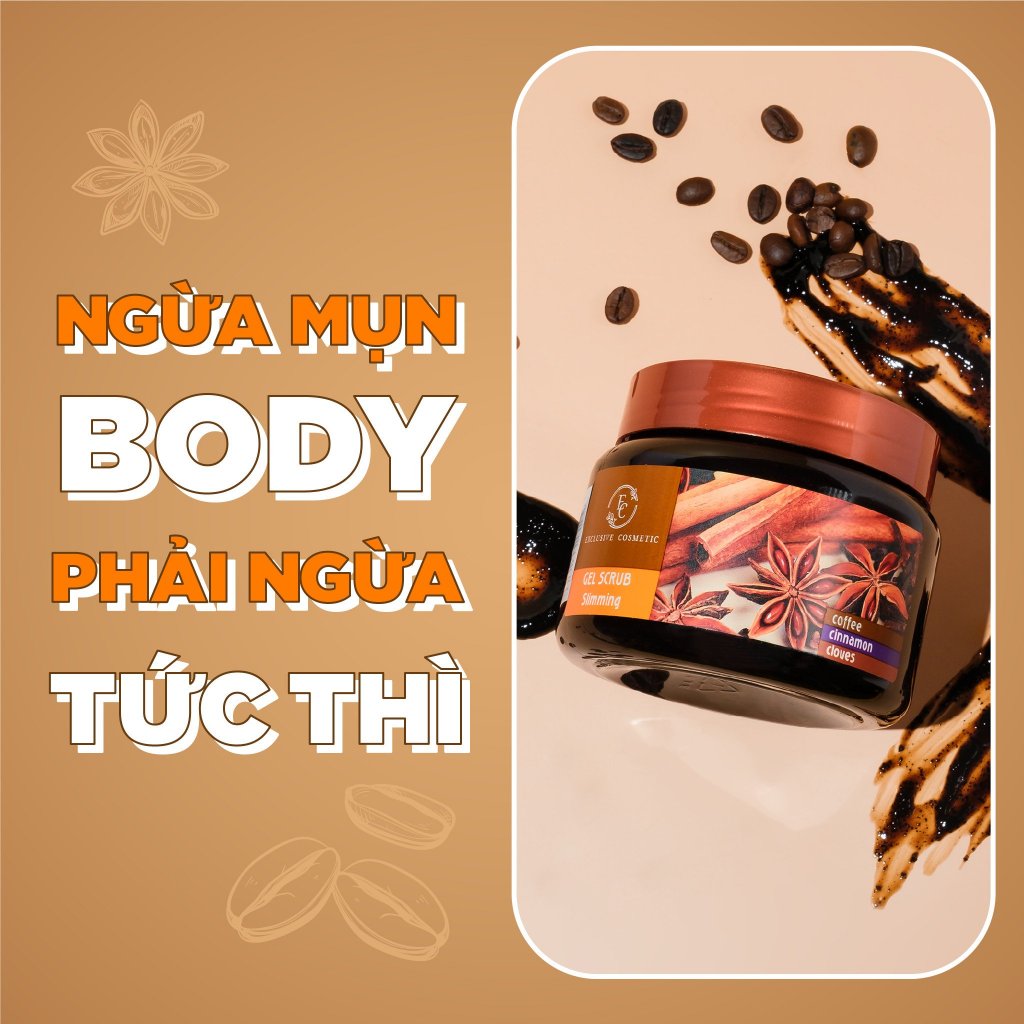 Tẩy tế bào chết body và giảm mụn cơ thể EXCLUSIVECOSMETIC GEL SCRUB COFFEE CINNAMON CLOVES Quế Hồi & Cafe 380g