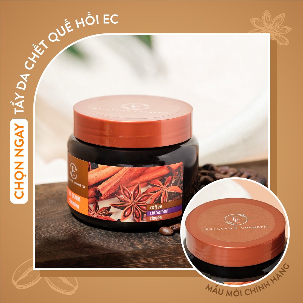 Tẩy tế bào chết body và giảm mụn cơ thể EXCLUSIVECOSMETIC GEL SCRUB COFFEE CINNAMON CLOVES Quế Hồi & Cafe 380g