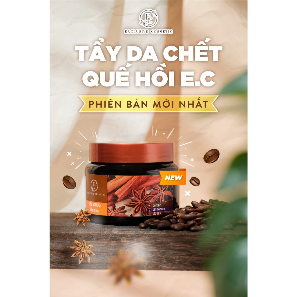 Tẩy tế bào chết body và giảm mụn cơ thể EXCLUSIVECOSMETIC GEL SCRUB COFFEE CINNAMON CLOVES Quế Hồi & Cafe 380g