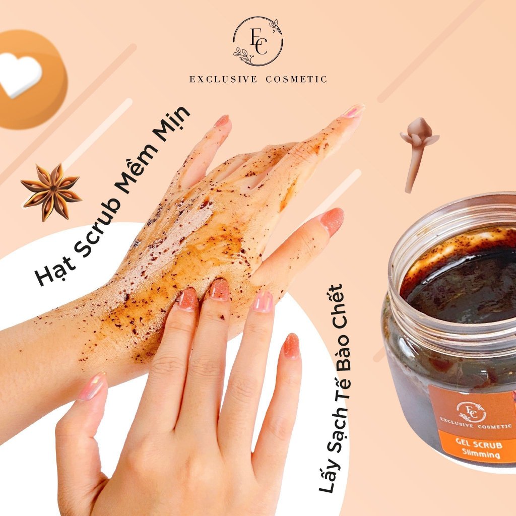 Tẩy tế bào chết body và giảm mụn cơ thể EXCLUSIVECOSMETIC GEL SCRUB COFFEE CINNAMON CLOVES Quế Hồi & Cafe 380g