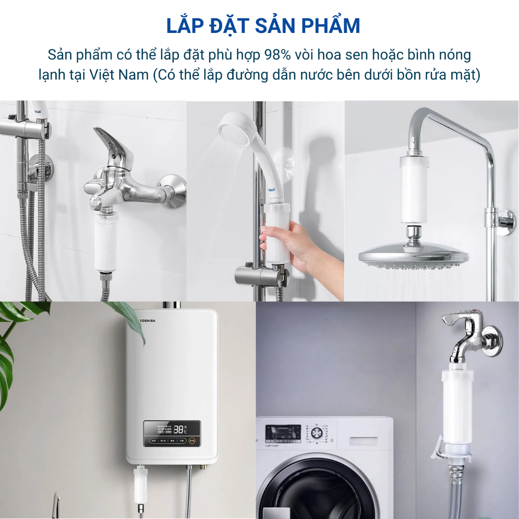 Bộ lọc nước tắm gắn vòi hoa sen LF1