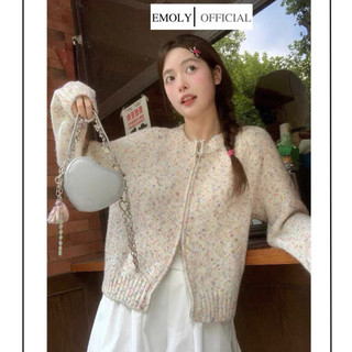 [Order] Áo len nữ khóa 2 chiều, áo khoác Cardigan nữ cổ tròn màu cầu vồng dễ thương - 202