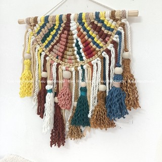 Mành macrame treo tường nhiều màu boho