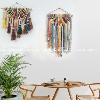 Mành macrame treo tường nhiều màu boho