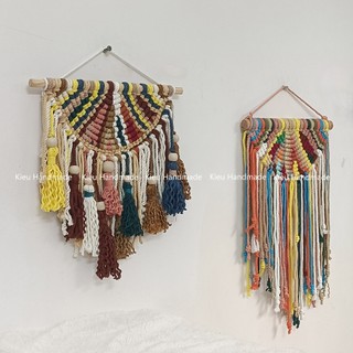 Mành macrame treo tường nhiều màu boho