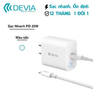 Bộ sạc nhanh cho iPhone PD 20W Devia sạc nhanh không nóng máy củ sạc chống cháy nổ Bảo hành 12 tháng