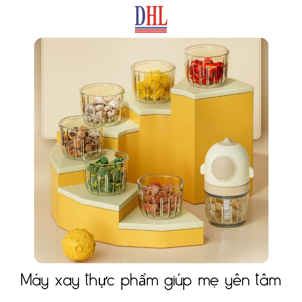 Máy xay mini Mitomo MT-350 cối thủy tinh 6 Lưỡi ,máy xay ăn dặm cho bé, xay thịt cháo sinh tố, tỏi ớt 300ml