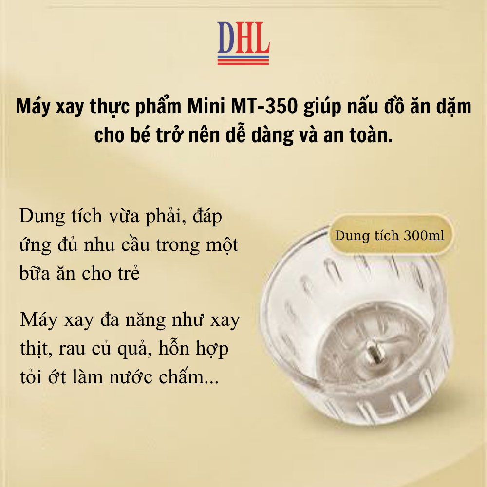 Máy xay mini Mitomo MT-350 cối thủy tinh 6 Lưỡi ,máy xay ăn dặm cho bé, xay thịt cháo sinh tố, tỏi ớt 300ml