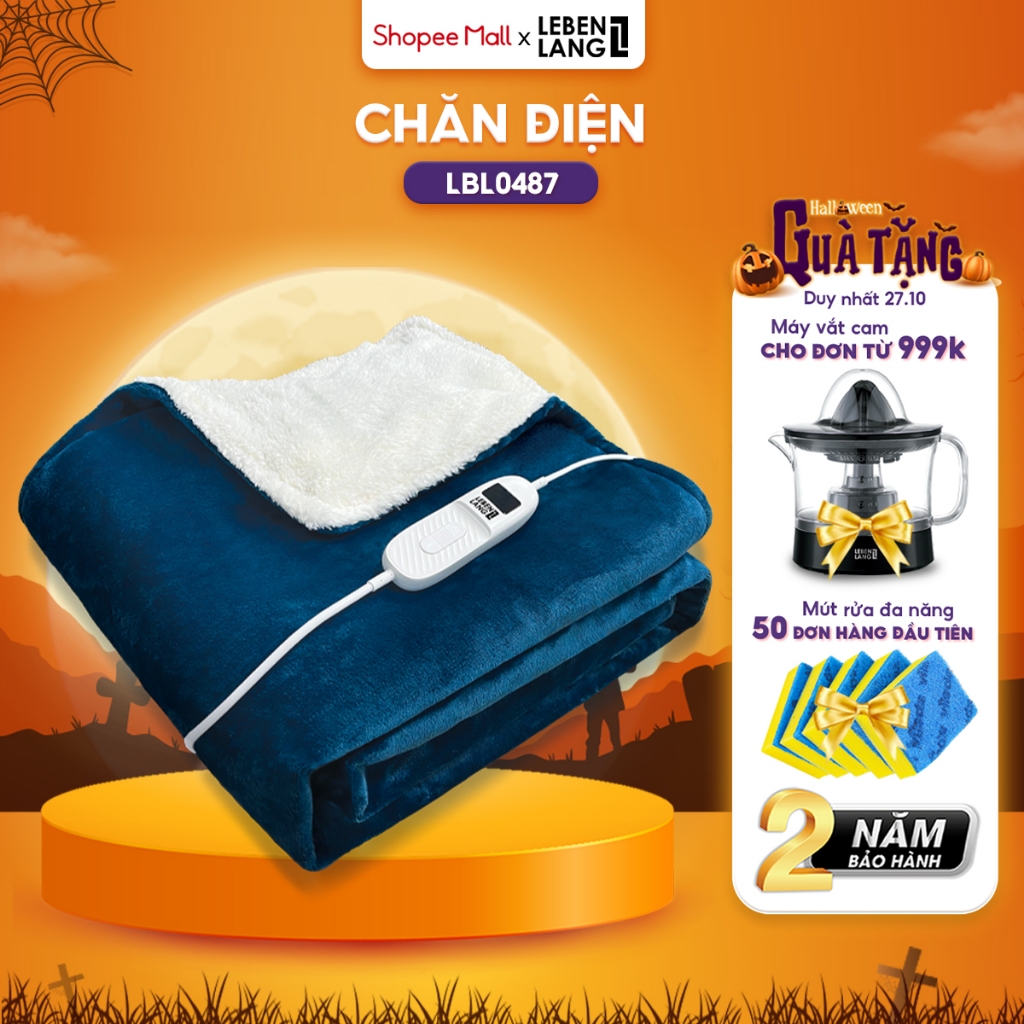 Chăn điện sưởi ấm Lebenlang LBL0478, đệm sưởi điện 160W, chất liệu lông thỏ 1m8x2m, 2 bảo hành - hàng chính hãng