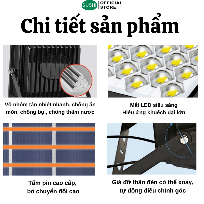 Đèn Năng Lượng Mặt Trời Sushi Loại 1068W Siêu Sáng