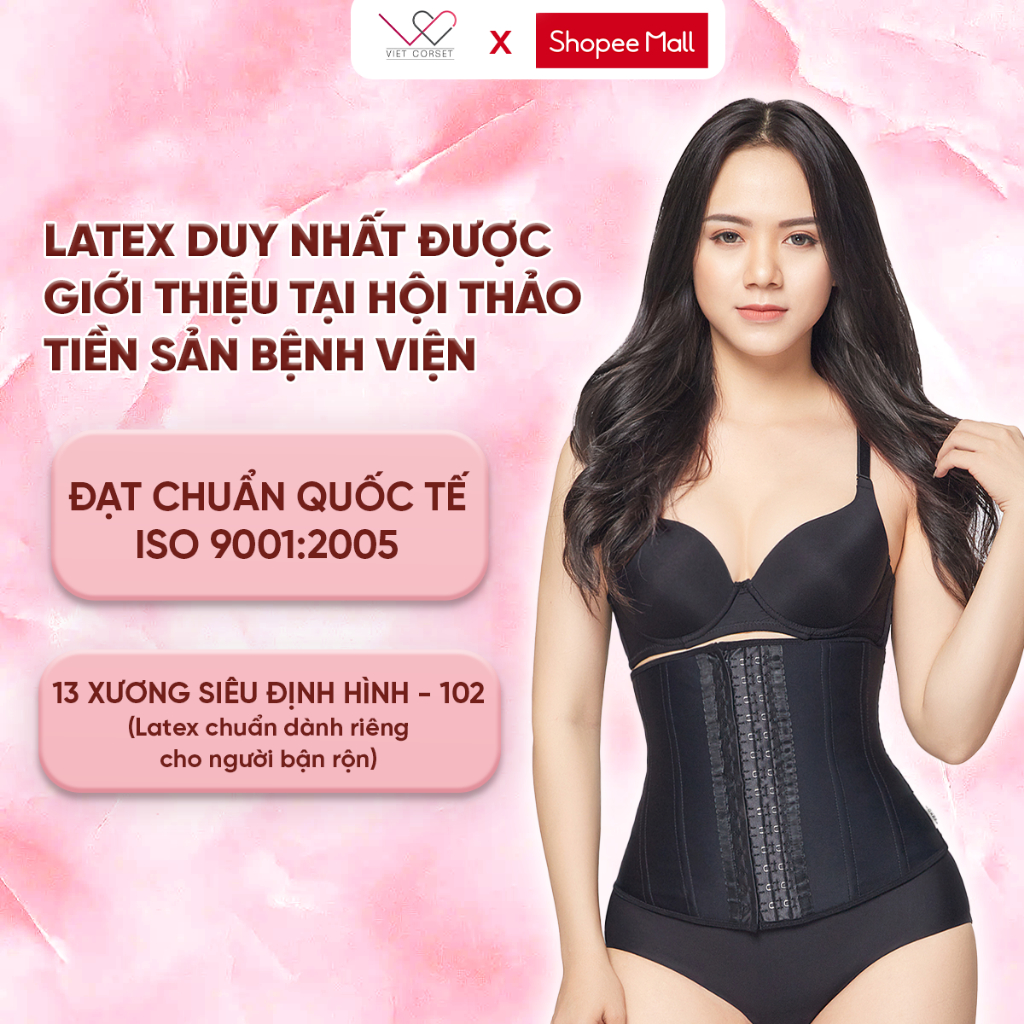 Đai Nịt Bụng Latex 13 Xương VIETCORSET, Latex Corset Chuẩn Slim 102, Nịt Bụng Sau Sinh, Định Hình Giảm Eo, Mỡ Bụng