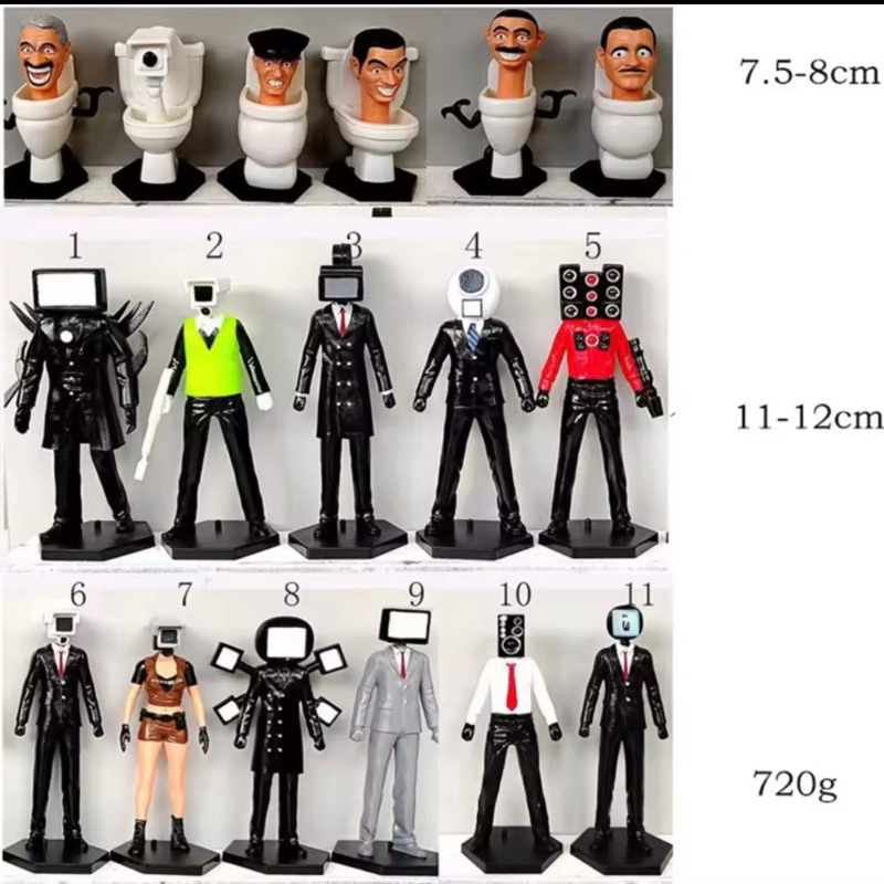 Bộ Đồ Chơi Mô Hình Nhân Vật SKIBIDI TOILET 7-15cm