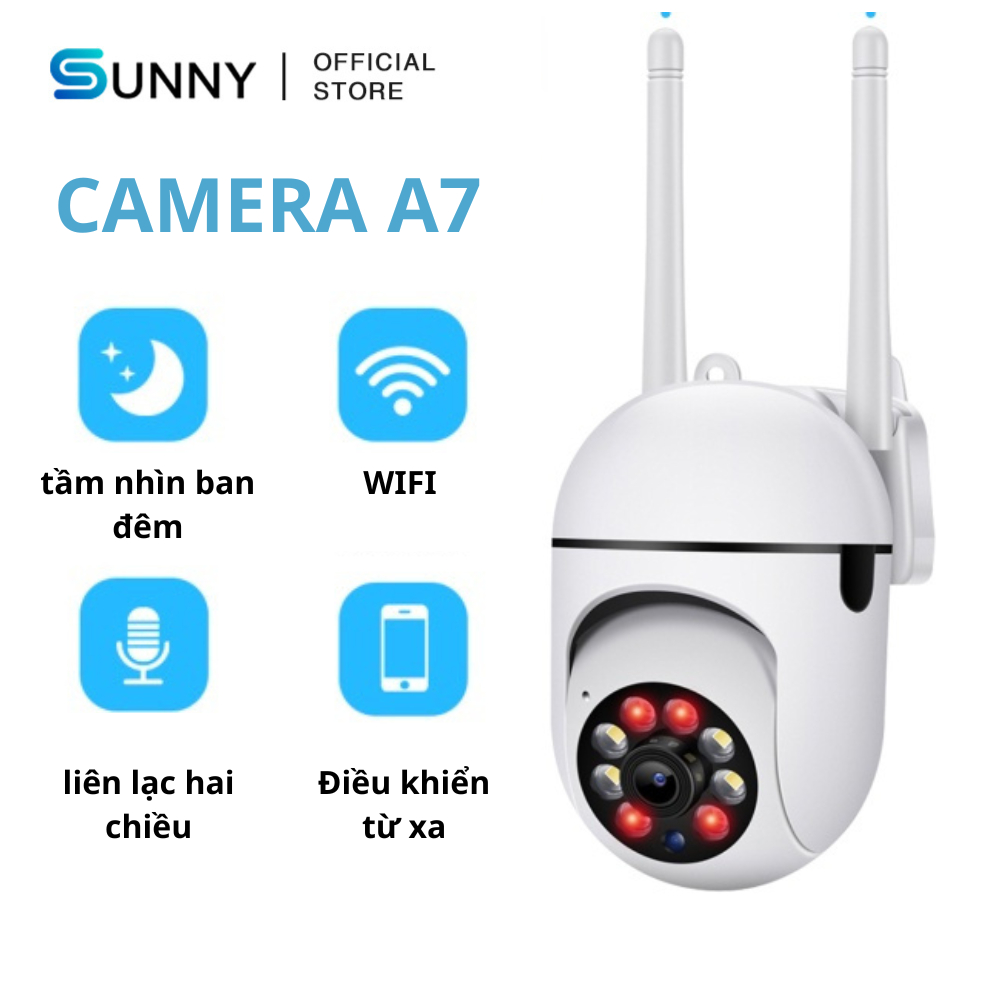 Camera wifi a7 máy quay an ninh không dây 5.0MP, quan sát 360 độ, Full HD, xem đêm có màu GD737