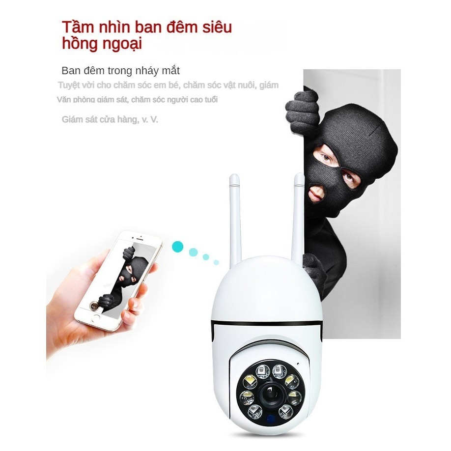 Camera wifi a7 máy quay an ninh không dây 5.0MP, quan sát 360 độ, Full HD, xem đêm có màu GD737