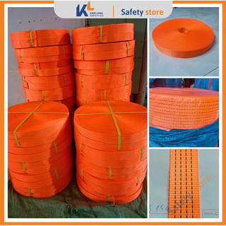 Dây vải Polyester chằng hàng bản 5cm tải trọng tối đa 3 tấn, cuộn dài 1-100 mét cẩu hàng hoá màu cam - bán theo mét dài