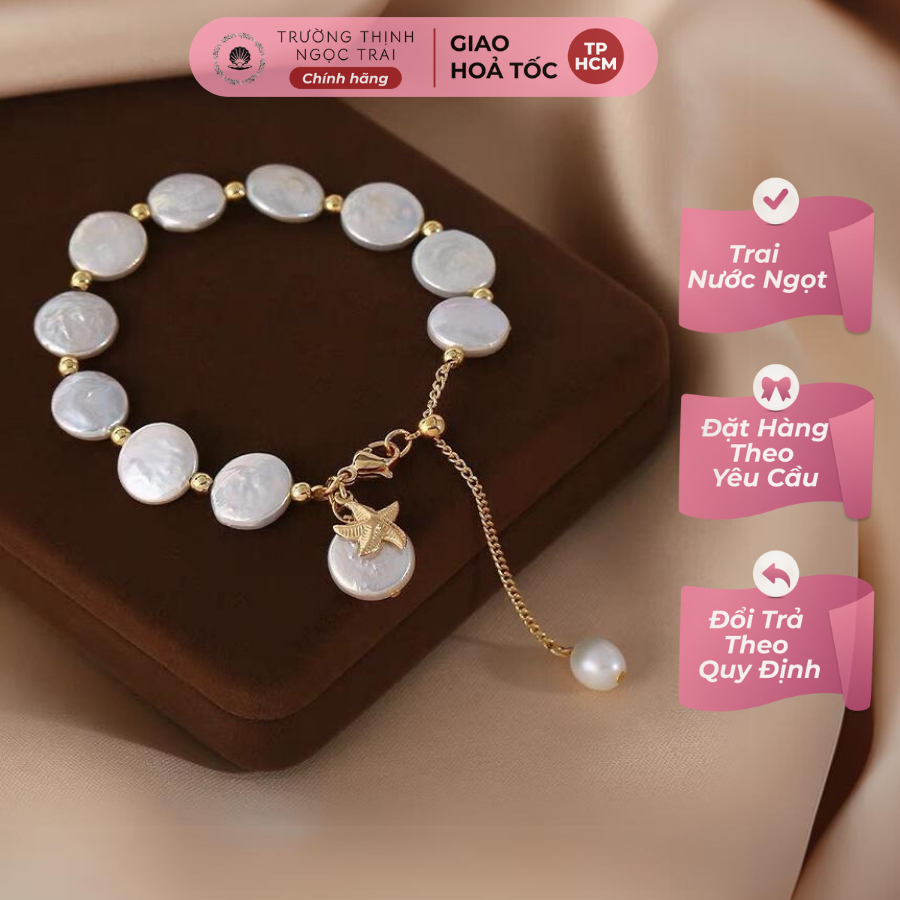 Vòng Tay Ngọc Trai Dị Nguyên Bản 11mm Có Tỳ Vết Và Vân Sinh Trưởng - Ngọc Trai Trường Thịnh