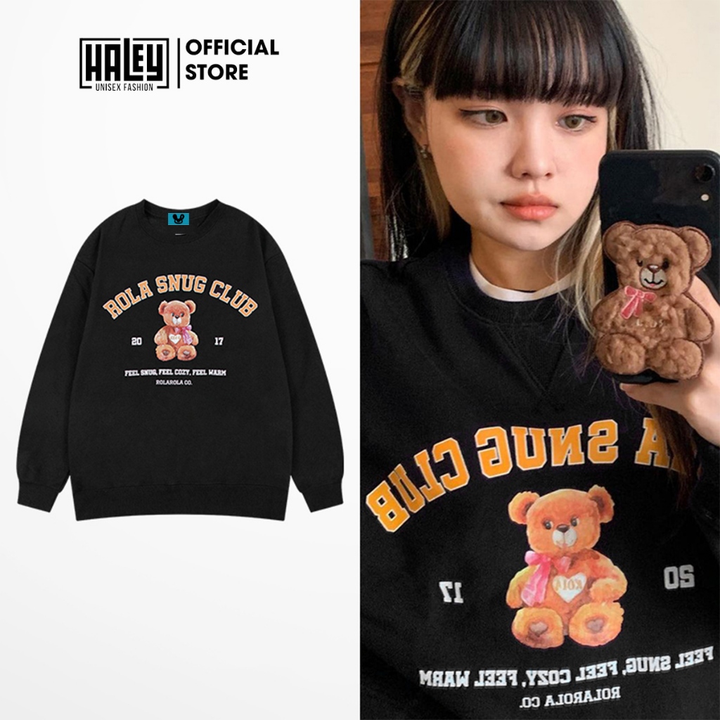 Áo Sweater HALEY HD407 Unisex Nam Nữ Phong Cách Hàn Quôc Form Rộng Chất Nỉ Bông Nỉ Lông Cáo Dày Dặn