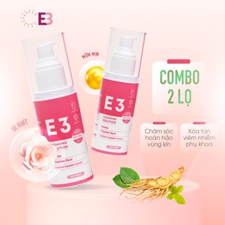 Combo 2 Lọ Dung Dịch Vệ Sinh Phụ Nữ E3| Tinh chất dược liệu, giảm khí hư, nấm ngứa, mùi hôi, ngừa viêm, làm hồng|100ml