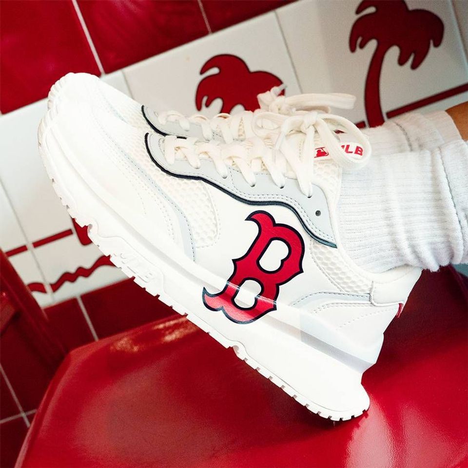 Giày MLB Chunky Runner Boston Red Sox Ivory, Sneaker MLB Liner Mid màu trắng NY đen, Giày MLB cổ thấp nam nữ. Mlb mới