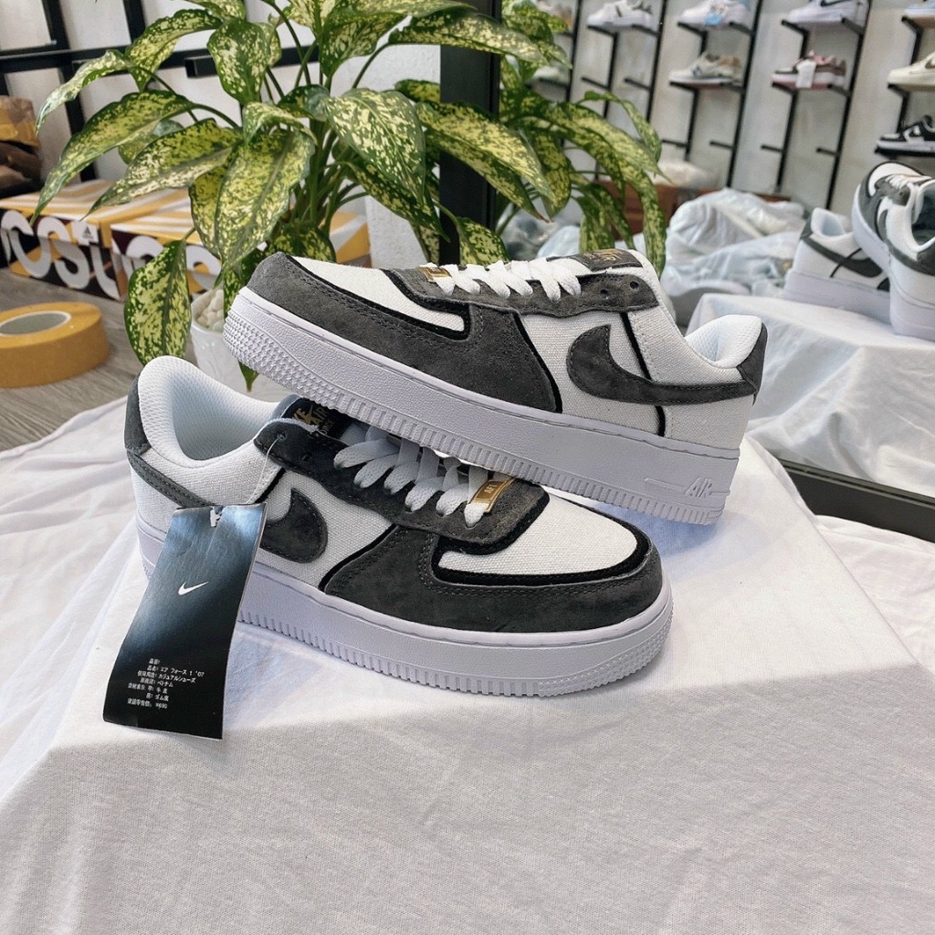 Giày Nike_AF1 Xám Lông Chuột Nam Nữ Bản Cao Cấp, Giày af1 Nam Nữ Màu Xám Trắng Da Lộn Đế Air Full PK, Kiểu Dáng BaSic