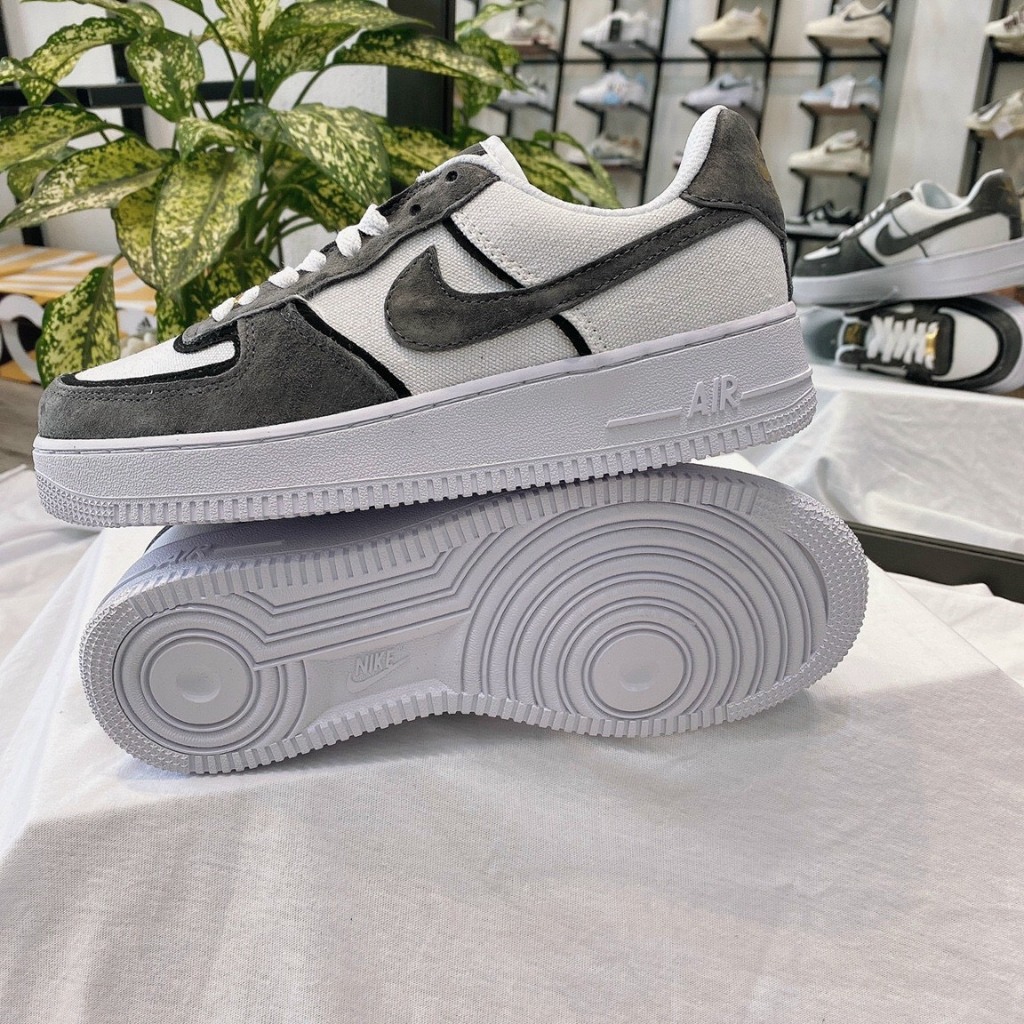 Giày Nike_AF1 Xám Lông Chuột Nam Nữ Bản Cao Cấp, Giày af1 Nam Nữ Màu Xám Trắng Da Lộn Đế Air Full PK, Kiểu Dáng BaSic