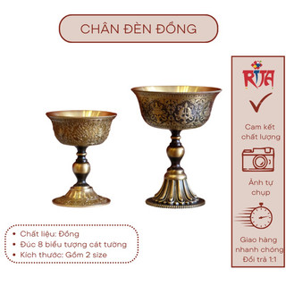 Chân đèn bàn thờ, chân nến cúng dường Mật Tông bằng đồng cao cấp - Rita shop