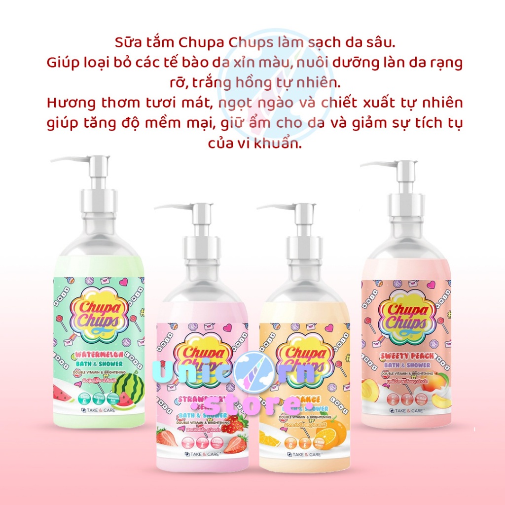 Sữa Tắm Dưỡng Sáng Mịn Da Take And Care Chupa Chups Bath And Shower 450mL