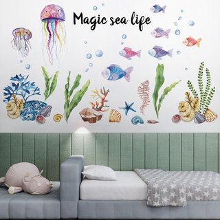 Tranh decal dán tường trang trí decor phòng khách MAGIC SEA  - Decal dán tường phòng khách️