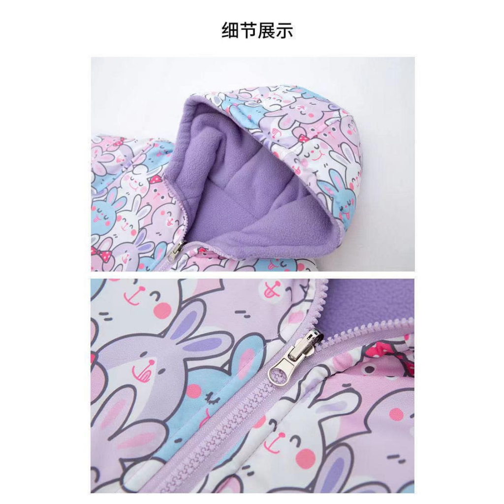 Áo khoác thỏ mặc được 2 mặt cho bé đủ size từ 13kg - 40kg