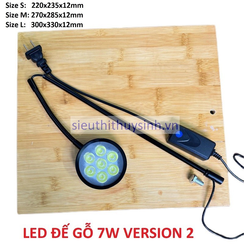 ĐÈN LED KÈM ĐẾ GỖ VERSION 2 CHO HỒ BÁN CẠN, THUỶ SINH, TERARIUM