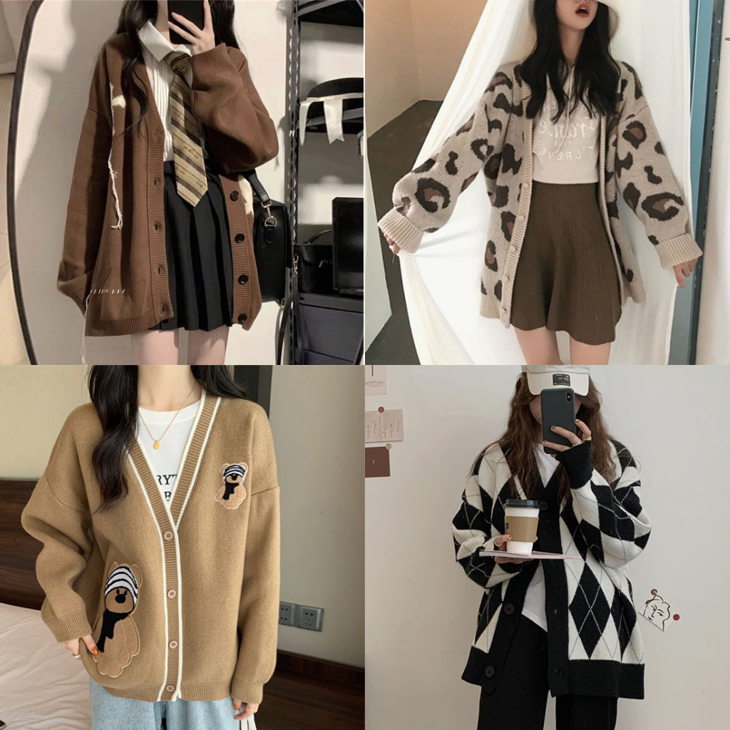 Áo Khoác Cardigan Len Nữ Dáng Rộng Dài Tay 50 Mẫu Thu Đông Madela FreeSize Dày Dặn, Cardigan Len Nữ Form Rộng