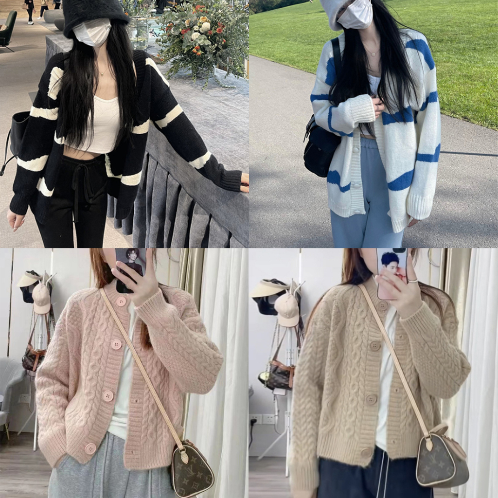 Áo Khoác Len Cardigan Nữ Madela Phong Cách Hàn Quốc Dáng Rộng, Cardigan Len Nữ Khoác Ngoài Madela